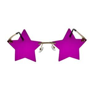 6077 | Hot Pink Rimless Star Novelty Sunglasses